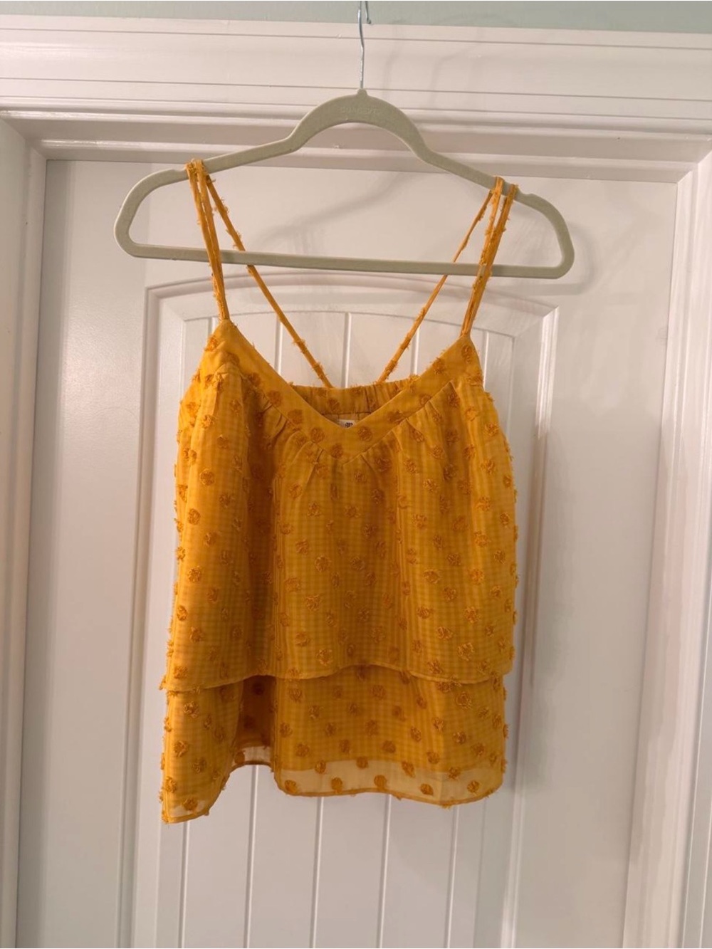 Miss Me Bright Yellow Textured Layered Spaghetti Strap Camisole